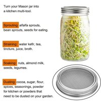 Stainless Steel Mason Jar Screen Sprouting Filter Lid Seed Sprouter Set