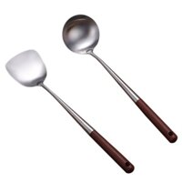 Stainless Steel Wok Utensils Set Spatula& Ladle Wok Tool Set Cooking Spoon Cooking Utensils Wooden Cooking Utensil Wooden Spatula Turner