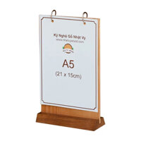 Standee để bàn bằng gỗ Sồi cao cấp, Menu gỗ để bàn có khoen lật để quảng cáo NHATVYWOOD A5- NV5105