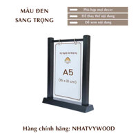 Standee để bàn bằng gỗ Sồi, Khung menu gỗ treo có khoen lật để quảng cáo NHATVYWOOD A5- NV5106B