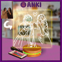 Standee đế đèn led thiết kế vẽ nét theo ảnh yêu cầu, ảnh in mica trong suốt có đèn, quà sinh nhật, kỷ niệm, quà chúc mừn