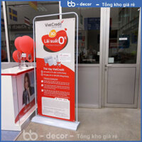 Standee kiểu cửa đế sắt và đế nhựa đổ nước để ngoài trời, khung treo hình ảnh quảng cáo, 2 KT 60x160 cm và 80x180 cm