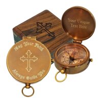 Stanley London Engraved May Your Faith Always Guide You Antique Brass Pocket Compass - for Baptism, Confirmation, Birthday, Anniversary