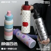 Star + thermos Cup 700ML Bình Nước Dung Tích Lớn Cốc Rơm Di Động Bình Nước Thể Thao Kèm Cốc Nước Bình Nước Đá Bảo Quản Cốc