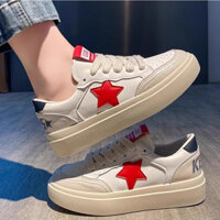 Star White Shoes Nữ da mềm đế mềm Hàn Quốc Sinh viên 2024 mùa hè 100 phù hợp với phong cách phương Tây mỏng giày bảng gi