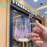 Starbucks Cốc Thủy Tinh Uống Nước 355ml Họa Tiết Hoa Anh Đào Hồng Xinh Xắn