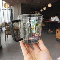 Starbucks Cup DJ Bear Music Cup Cốc thủy tinh chịu nhiệt Cốc nước hình gấu dễ thương 355ml