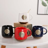 STARBUCKS Ly Uống Trà Bằng Gốm Sứ Màu Trắng Đen Thời Trang Mùa Hè Cho Cặp Đôi