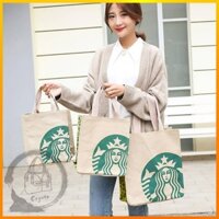 STARBUCKS [Spot] Túi vải Sức Chứa Lớn Đựng Ly Nước Và Đồ Mua Sắm Bảo Vệ Môi Trường Cho Mẹ Bỉm Sữa