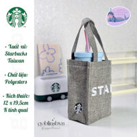 [Starbucks Taiwan] TÚI ĐỰNG LY, TÚI XÁCH STARBUCKS TUMBLER BAG GREY COLOR GOBLIN & MERMAID