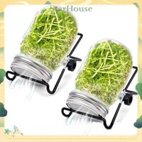 StarHouse 2 Bộ Dụng Cụ Mầm Mason Jar Nắp Lưới Miệng Rộng Thoát Nước Dễ Dàng Bộ Máy Mầm Có Tay Áo Hỗ Trợ Khung Xe Để Trồng Bông cải xanh, Cỏ linh lăng Vật tư làm vườn