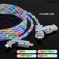 starry sky RGB LED USB Type-C to Type-C to L and 4 in 1 fast charging cable