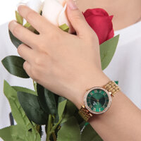 STARTđồng hồ nữ thời trang đồng hồ thạch anh Mặt số ký tự la mã đồng hồ kim loại thiết kế mỏng Nhiều màu sắc để lựa chọn - Gold green dial