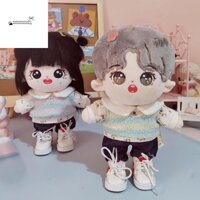 Stationerystudio 1 Bộ Quần Áo Búp Bê Cotton 20cm, Áo Khoác Động Vật Áo Len Sọc Quần Áo Búp Bê Cotton, Trang Phục Quần Jean Mini Không Thuộc Tính Quần Áo Búp Bê 20cm Búp Bê Cotton