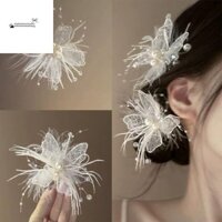 Stationerystudio 2 Kẹp Tóc Lông Vũ Cô Dâu, Trang Sức Tóc Cưới Cổ Tích Tinh Tế, Thanh Lịch Sang Trọng Lông Bướm Kẹp Tóc Nữ