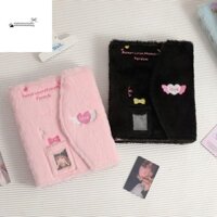 Stationerystudio A5 Chất kết dính Photocard thần tượng Kpop, Áo khoác sách ảnh 3 Inch Hộp đựng thẻ ảnh, Bộ sưu tập Album ảnh thần tượng lông tơ 6 lỗ có thể tháo rời xung quanh các thần tượng