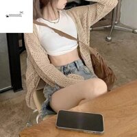 Stationerystudio Áo len dệt kim, Áo Crop Top móc phía trước dài tay, ấm cúng Boho rỗng Móc phong cách dân tộc Áo sơ mi đi biển nữ đi biển