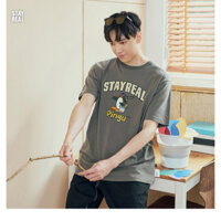Stay * * REAL New American Retro Áo Thun Nữ Tay Ngắn Nam Nữ Thường Ngày Chim Cánh Cụt Cotton Nguyên Chất