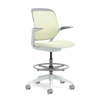 Steelcase White Base with Hard Floor Casters Cobi Stool, Coconut