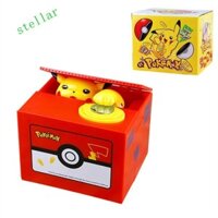 Stellartech Pikachu Heo Ngân Hàng Trẻ Em Quà Tặng Sinh Nhật Pikachu Nhân Vật Hành Động Hộp Tiền Trộm Đồng Xu Điện Tử Đồng Xu Hộp Tiết Kiệm