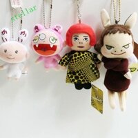 Stellartech YAYOI KUSAMA Móc chìa khóa, nghệ thuật Di động Humanoid Chấm bi Móc khóa, Sáng tạo Chống thất lạc Yếu tố điểm sóng PP cotton Đồ chơi sang trọng quà tặng móc khóa