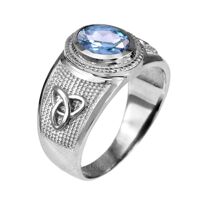 Sterling Silver Celtic Trinity Band Birthstone CZ Ring