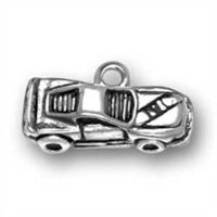Sterling Silver Womens 1mm Box Chain 3D Race Sports Car Pendant Necklace