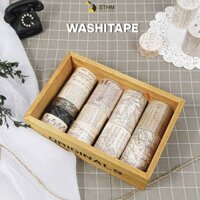 STHM stationery - Washitape - Băng dính trang trí sổ vintage - Lẻ cuộn - Text - 0004