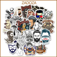 Sticker barber shop decal dán trang trí mũ bảo hiểm, đàn, guitar, ukulele, điện thoại laptop - Decal thường - Set 10 hình