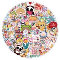 Sticker CẶP ĐÔI CHIBI hoạt hình cute trang trí mũ bảo hiểm,guitar,ukulele,điện thoại,sổ tay,laptop-mẫu S100 - 1 cái bất kỳ,Thường