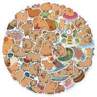 Sticker capybara chuột lang nước hoạt hình cute dán mũ bảo hiểm, guitar, ukulele, điện thoại, sổ tay, laptop-mẫu S66 - Set 10,Thường