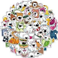 Sticker chó samoyed chibi hoạt hình cute trang trí mũ bảo hiểm,guitar,ukulele,điện thoại,sổ tay,laptop-mẫu S33 - Set 50,Thường