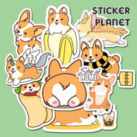 Sticker Corgi decal dán laptop , điện thoại hình dán trang trí - Decal thường - Set 20 hình