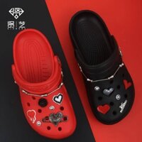 Sticker crocs Shoe Decoration for crocs đế caoPhụ Kiện Trang Trí Xăng đan Bằng Kim Loại Màu Đen Đỏ Phong Cách punk DIY Cho Bé