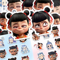 sticker cute 100 tấm 1k sticker dép crocs 120 miếng dán biểu tượng cảm xúc Nezha, hình dán diy Ao Bing hoạt hình dễ thương