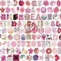 Sticker dán không thấm nước set hồng pink