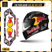 Sticker Dán Nón Bảo Hiểm 3 4, Fullface Mẫu Camo Redbull | MBH-08 | Tem Phản Quang Dán Trang Trí Mũ Bảo Hiểm Đẹp