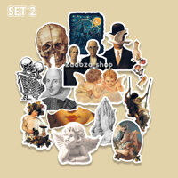 Sticker decal dán laptop , điện thoại,bình nước hình dán trang trí chủ đề hội họa art tranh sơn dầu - Decal chống nước - Set 2