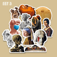Sticker decal dán laptop , điện thoại,bình nước hình dán trang trí chủ đề hội họa art tranh sơn dầu - Decal thường - Set 3
