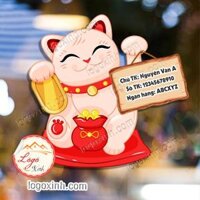 Sticker Decal Dán Mèo Thần Tài Ghi Thông Tin Tên Shop, Số Tài Khoản Ngân Hàng, Mã QR Code Để Chuyển Tiền Siêu Tiện Ích - KHÔNG CÓ QRCODE - CỠ NHỎ