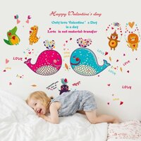 Sticker Decal dán tường Đôi cá voi Happy valentine cho bé SK9092