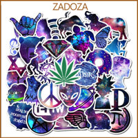 Sticker decal galaxy tím dán laptop , điện thoại hình dán trang trí vali ván trượt - 10 Miếng - Decal thường