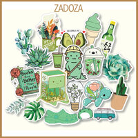 Sticker decal green tone xanh lá pastel dán laptop , điện thoại hình dán trang trí - Decal thường - Set 20 hình