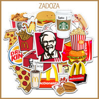 Sticker đồ ăn nhanh, fastfood decal dán laptop , điện thoại hình dán trang trí - Decal thường - Set 20 hình