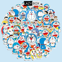 Sticker doraemon hài hước trang trí mũ bảo hiểm, đàn, guitar, ukulele, điện thoại laptop - Set 10 hình - Decal chống nước nhám