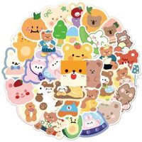 Sticker GẤU BYUNNIE BOO hoạt hình cute trang trí mũ bảo hiểm,guitar,ukulele,điện thoại,sổ tay,laptop-mẫu S162 - 1 cái bất kỳ,Chống nước đẹp