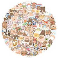 Sticker GẤU DỄ THƯƠNG hoạt hình cute trang trí mũ bảo hiểm,guitar,ukulele,điện thoại,sổ tay,laptop-mẫu S128 - Set 20,Chống nước