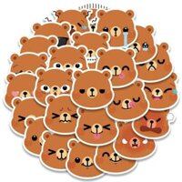 Sticker gấu nâu emotion chibi hoạt hình cute trang trí mũ bảo hiểm, guitar, ukulele, điện thoại, sổ tay, laptop-mẫu S83 - 1 cái bất kỳ,Thường