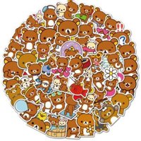 Sticker gấu vịt Rilakkuma hoạt hình cute trang trí mũ bảo hiểm,guitar,ukulele,điện thoại,sổ tay,laptop-mẫu S39 - Set 10,Chống nước