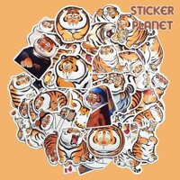 Sticker hình dán hổ đáng yêu cute trang trí mũ bảo hiểm, đàn, guitar, ukulele, điện thoại laptop,vali - Set 10 - Decal chống nước